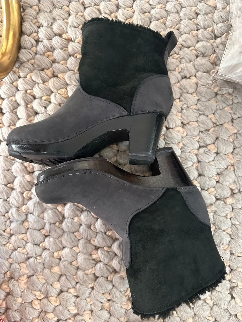 No 6 black and black 5 inch clog boot size 38